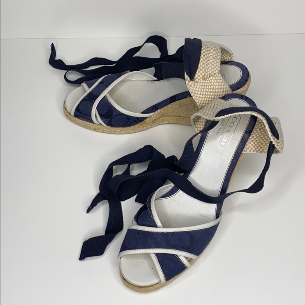 Coach wedge heels with gros grain tie